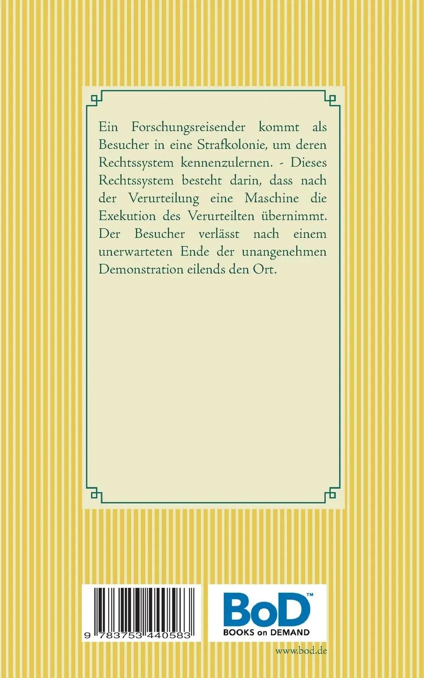 Rückseite: 9783753440583 | In der Strafkolonie | Franz Kafka | Taschenbuch | Paperback | 52 S.