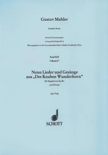 Cover: 9790001080583 | Samtliche Werke Band XIII, 2ah | 9 Lieder und Gesange | Gustav Mahler