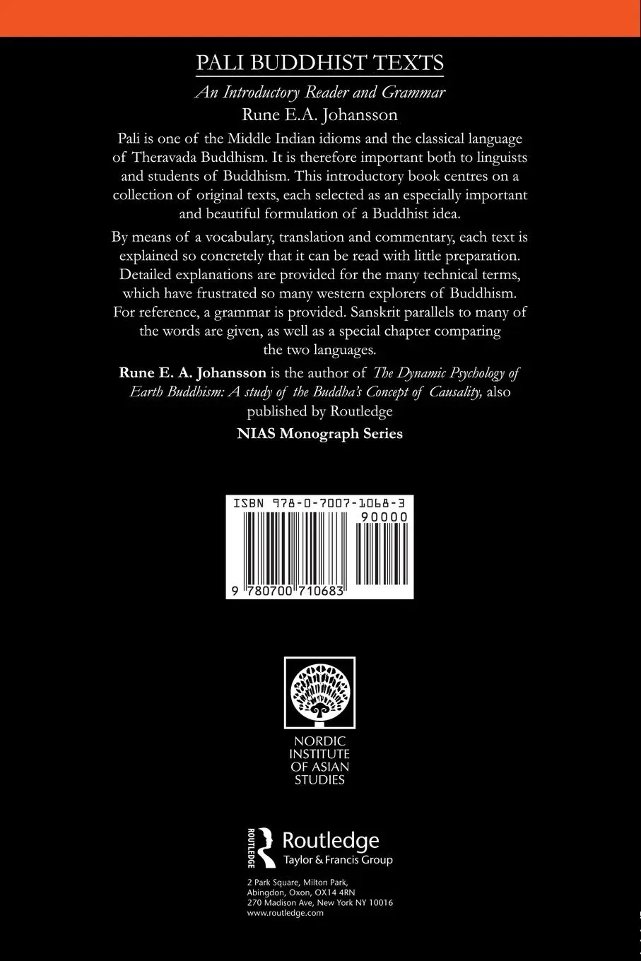 Rückseite: 9780700710683 | Pali Buddhist Texts | An Introductory Reader and Grammar | Johansson