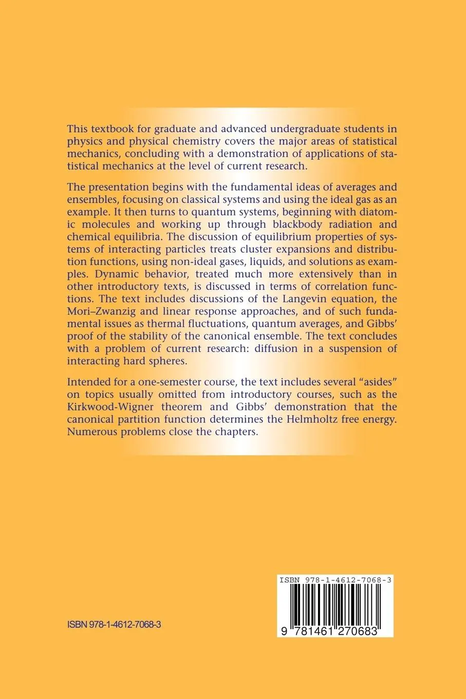 Rückseite: 9781461270683 | Elementary Lectures in Statistical Mechanics | George D. J. Phillies