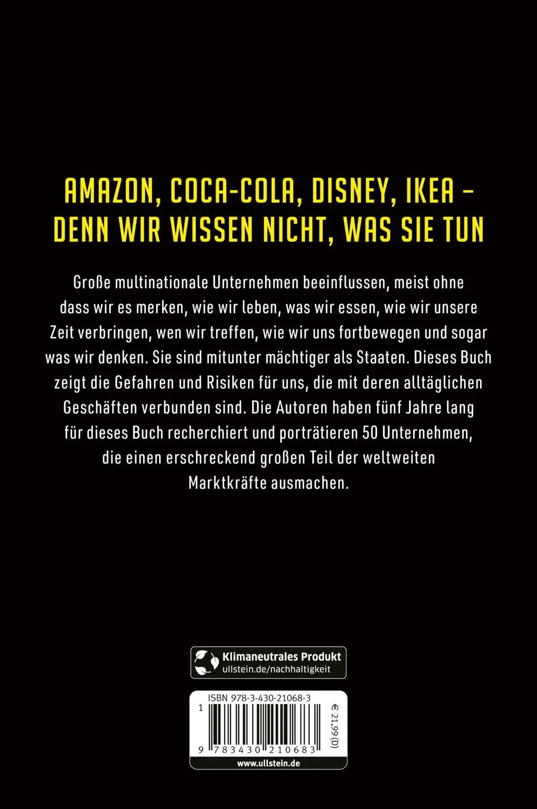 Rückseite: 9783430210683 | Die 50 gefährlichsten Unternehmen der Welt | Juha-Pekka Raeste (u. a.)