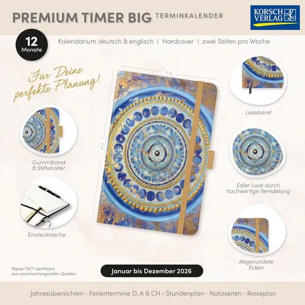 Bild: 9783731890683 | Premium Timer Big "Intuition" 2026 | Verlag Korsch | Buch | 144 S.