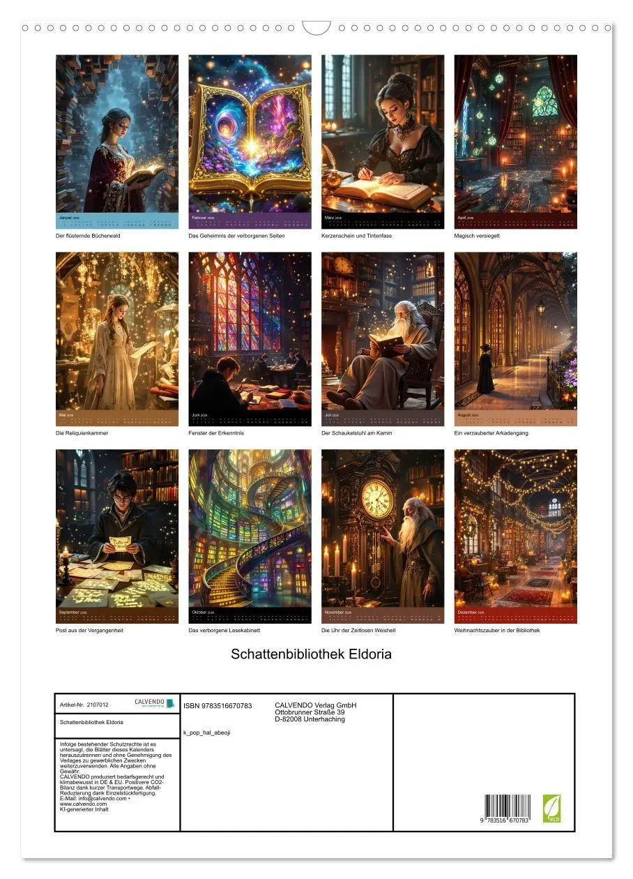 Bild: 9783516670783 | Schattenbibliothek Eldoria (Wandkalender 2026 DIN A2 hoch),...
