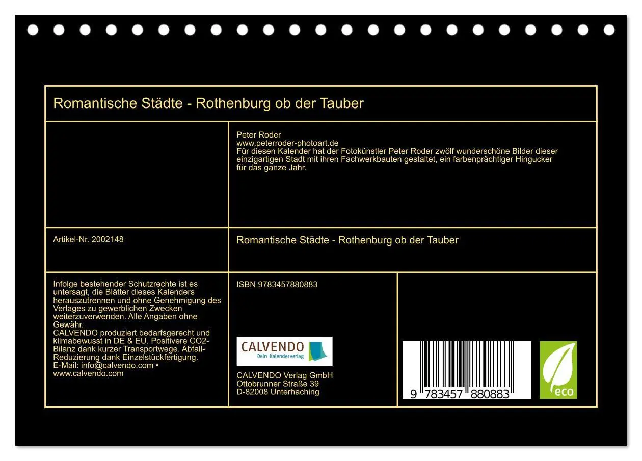 Bild: 9783457880883 | Romantische Städte - Rothenburg ob der Tauber (Tischkalender 2026...