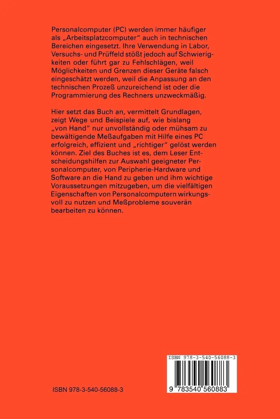 Rückseite: 9783540560883 | Meßtechnik mit dem Personal Computer | Harald Schumny | Taschenbuch