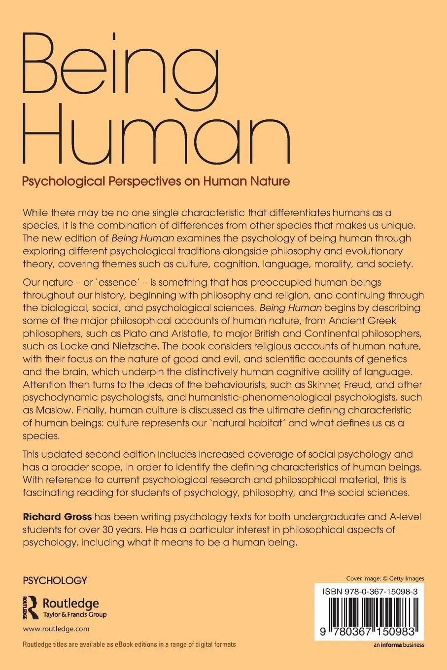 Rückseite: 9780367150983 | Being Human | Psychological Perspectives on Human Nature | Gross