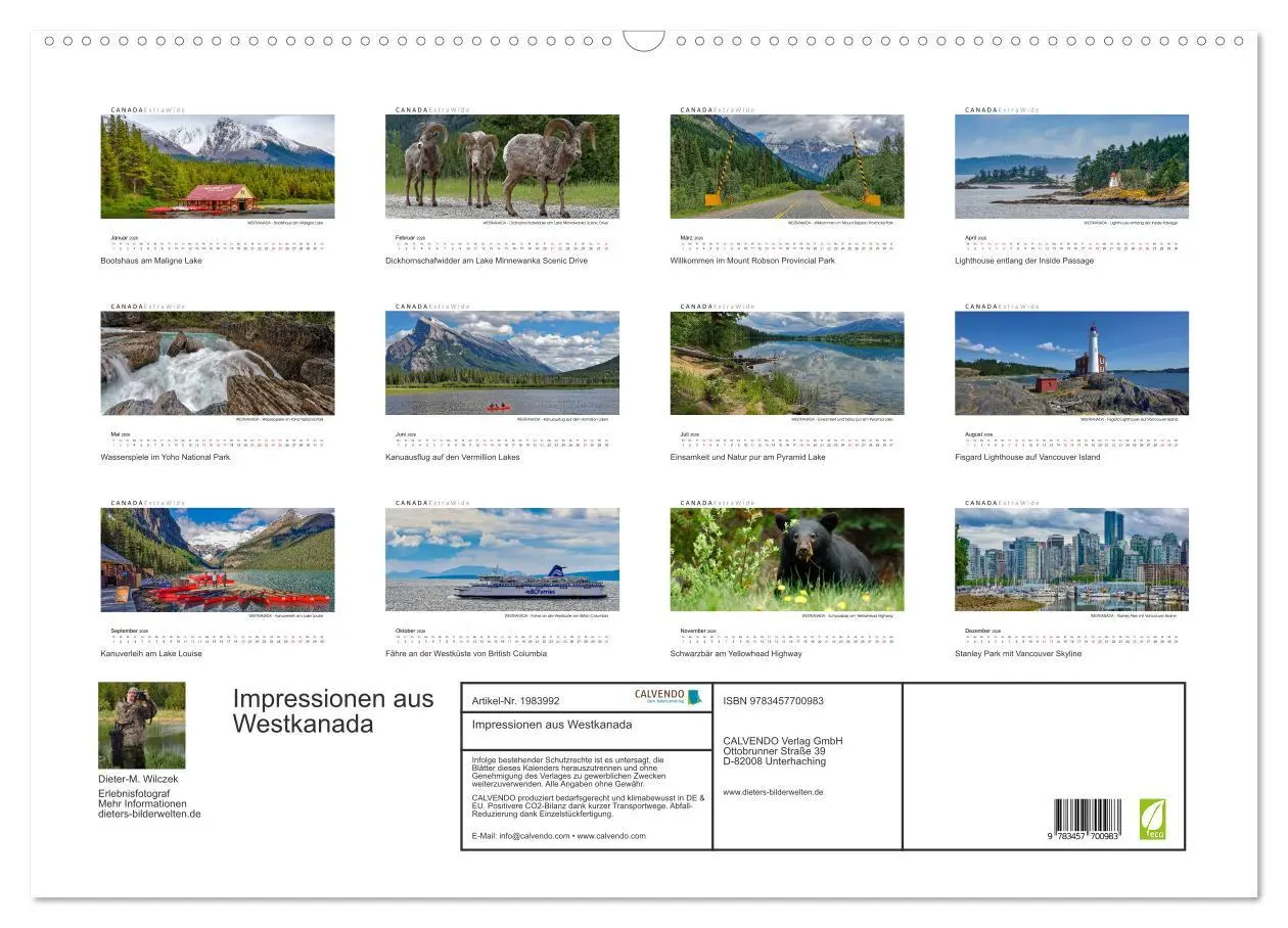 Bild: 9783457700983 | Impressionen aus Westkanada (Wandkalender 2026 DIN A2 quer),...