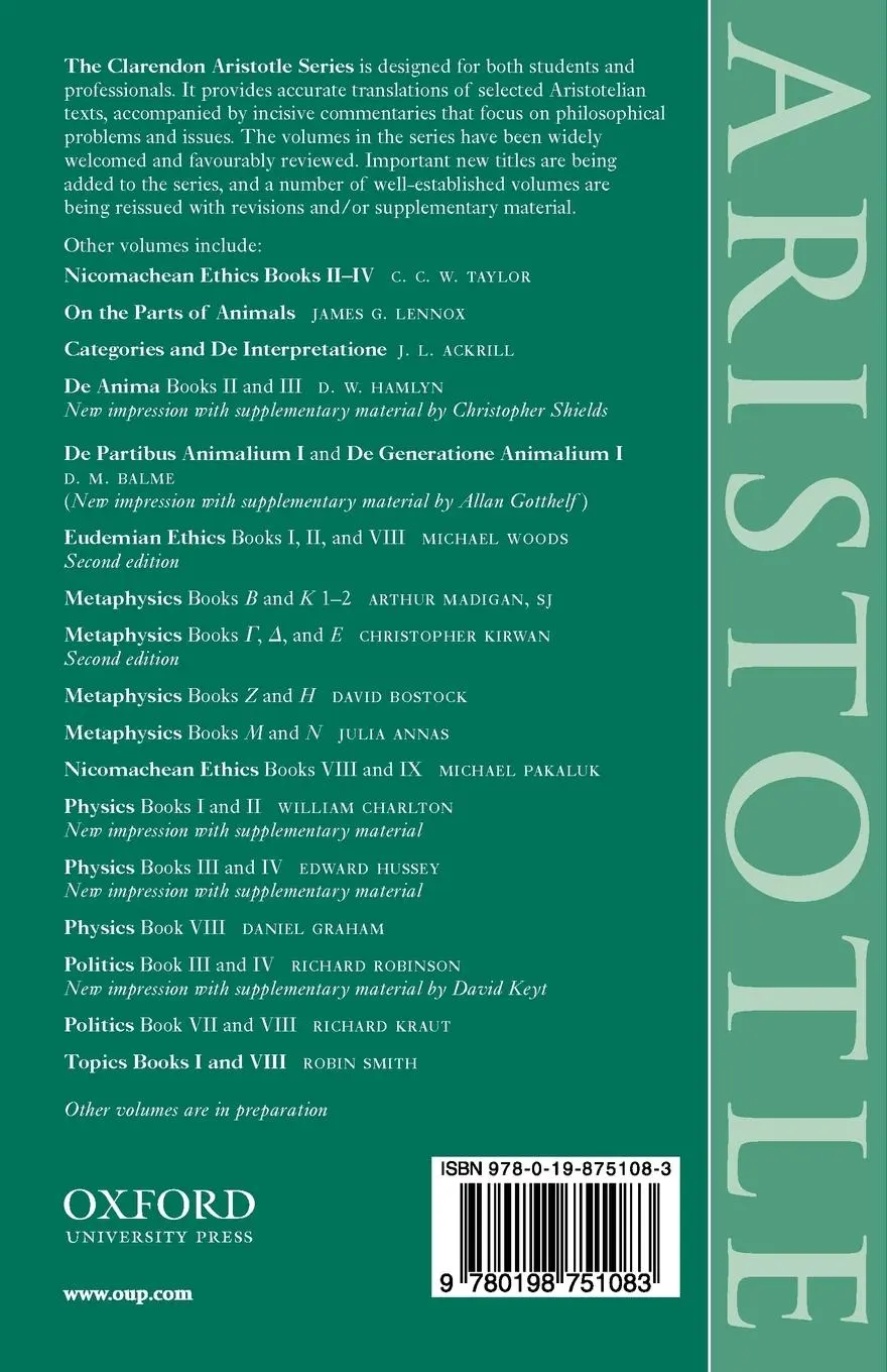 Rückseite: 9780198751083 | Aristotle | Aristotle | Taschenbuch | Englisch | 2006 | OUP Oxford