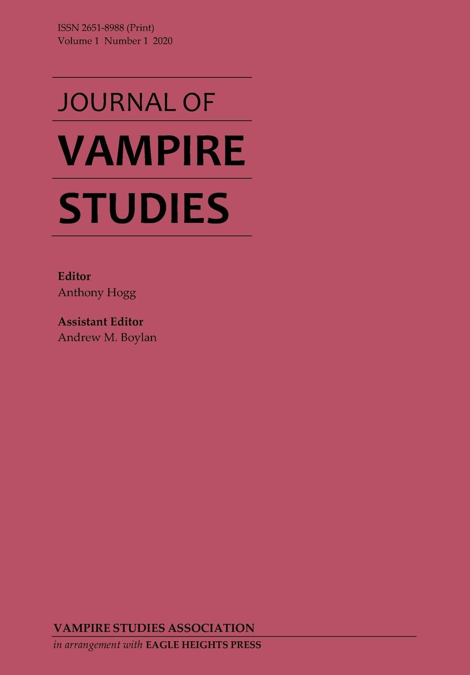 Cover: 9781947181083 | Journal of Vampire Studies | Vol. 1, No. 1 (2020) | Hogg (u. a.)