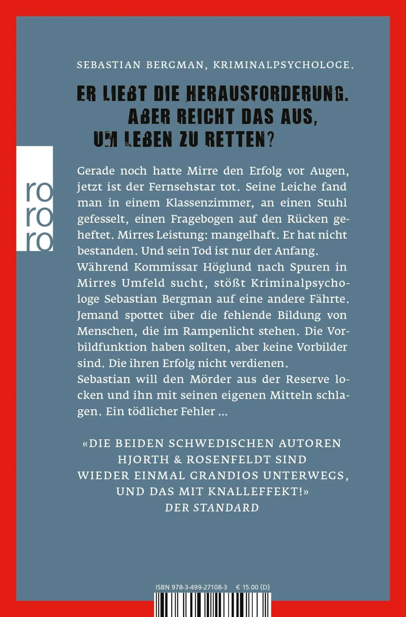 Rückseite: 9783499271083 | Die Menschen, die es nicht verdienen | Ein Fall für Sebastian Bergman