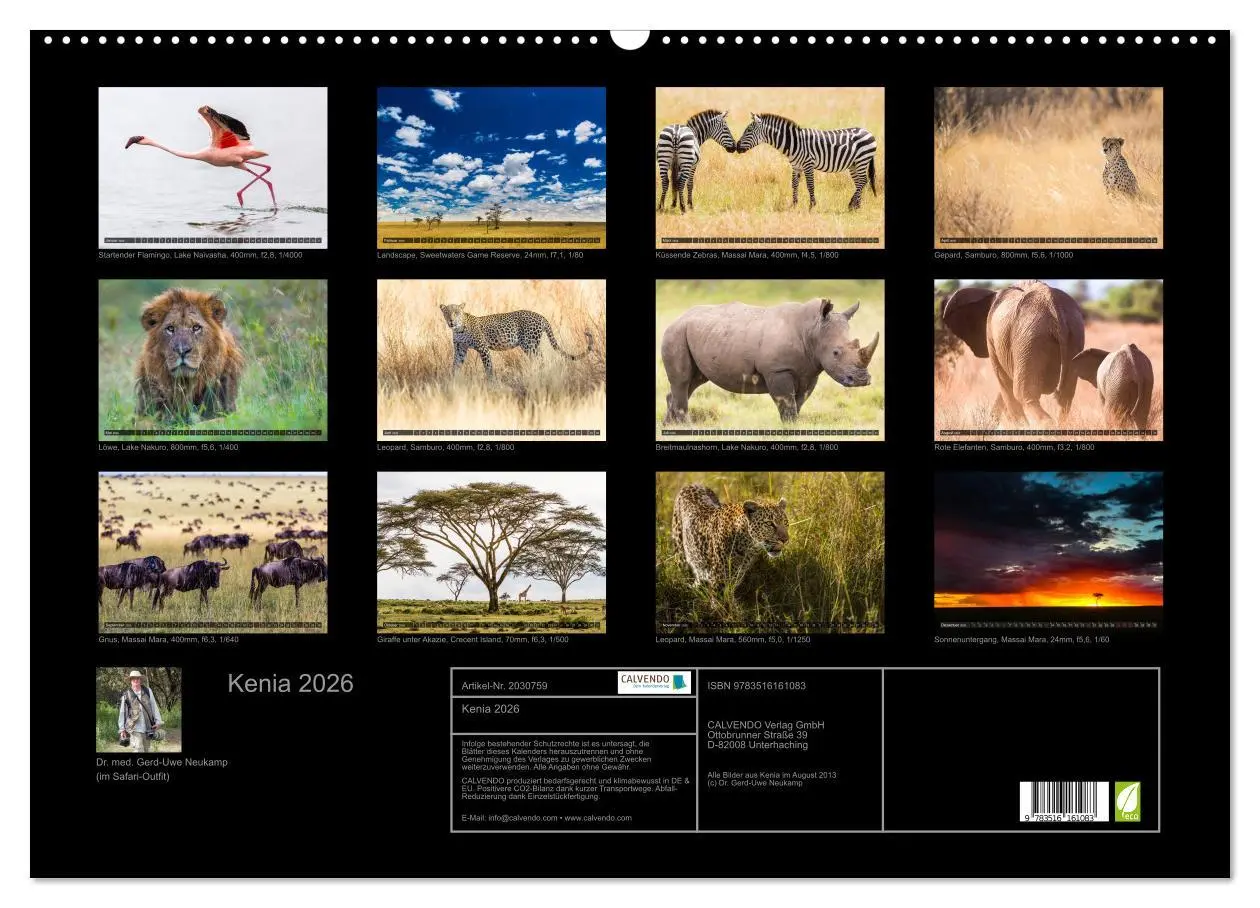 Bild: 9783516161083 | Kenia 2026 (Wandkalender 2026 DIN A2 quer), CALVENDO Monatskalender