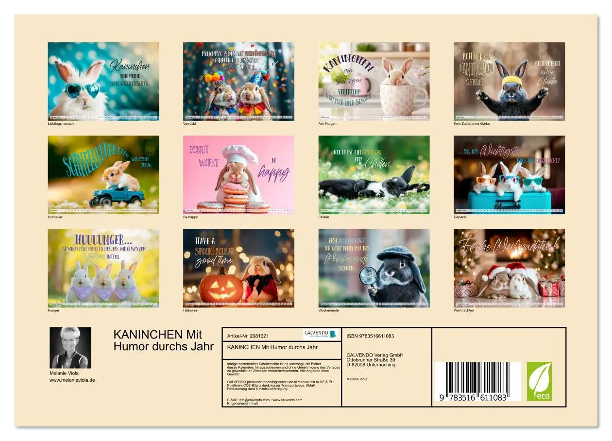 Bild: 9783516611083 | KANINCHEN Mit Humor durchs Jahr (Wandkalender 2026 DIN A4 quer),...