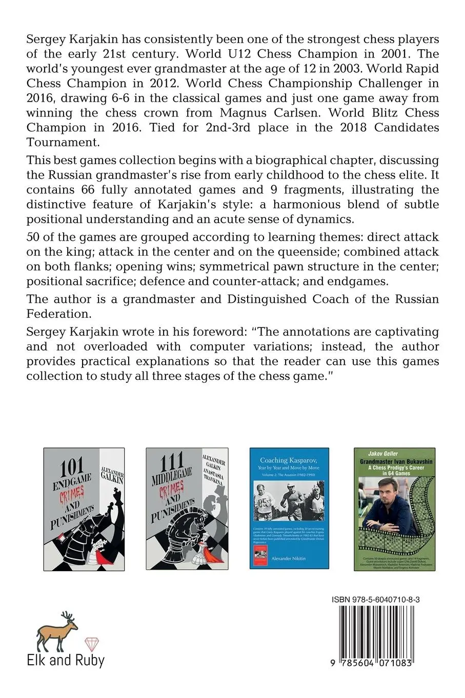 Rückseite: 9785604071083 | Sergey Karjakin | Best Games of the Minister of Defence | Kalinin