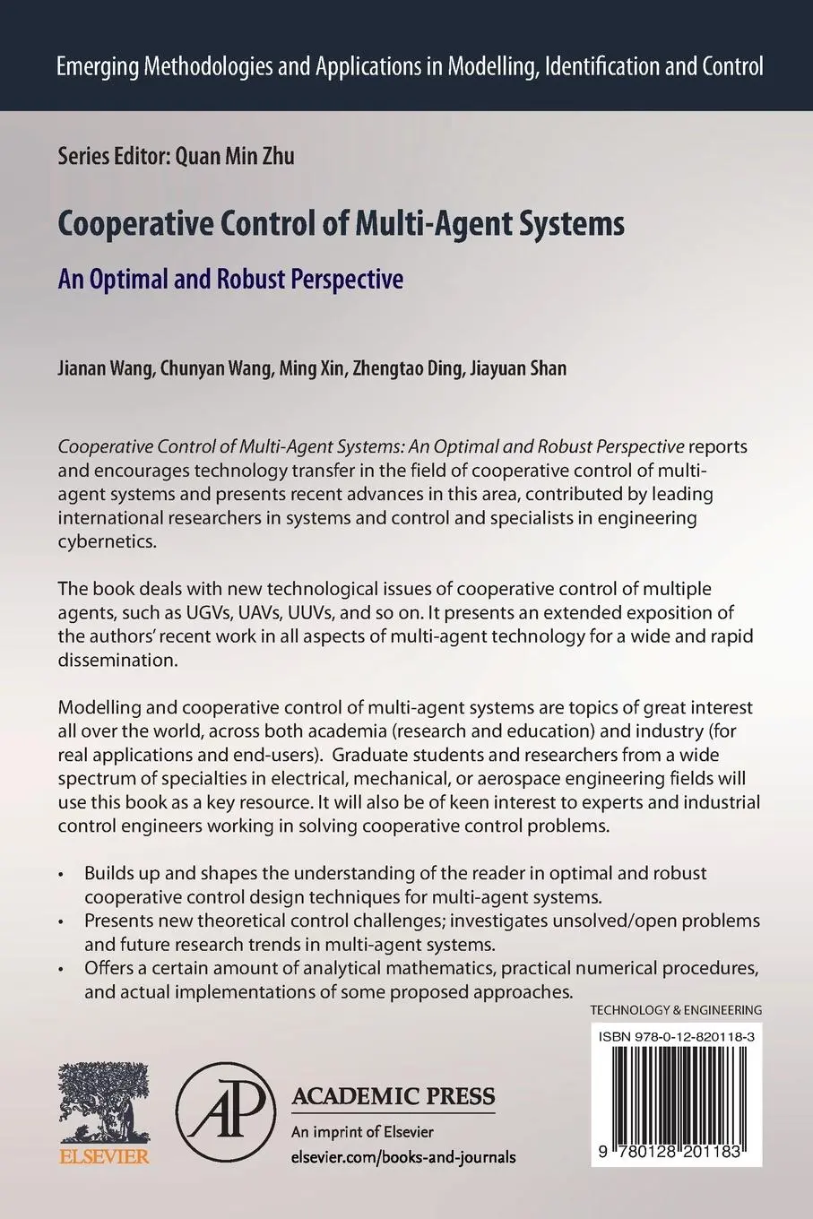 Rückseite: 9780128201183 | Cooperative Control of Multi-Agent Systems | Jiana Wang | Taschenbuch