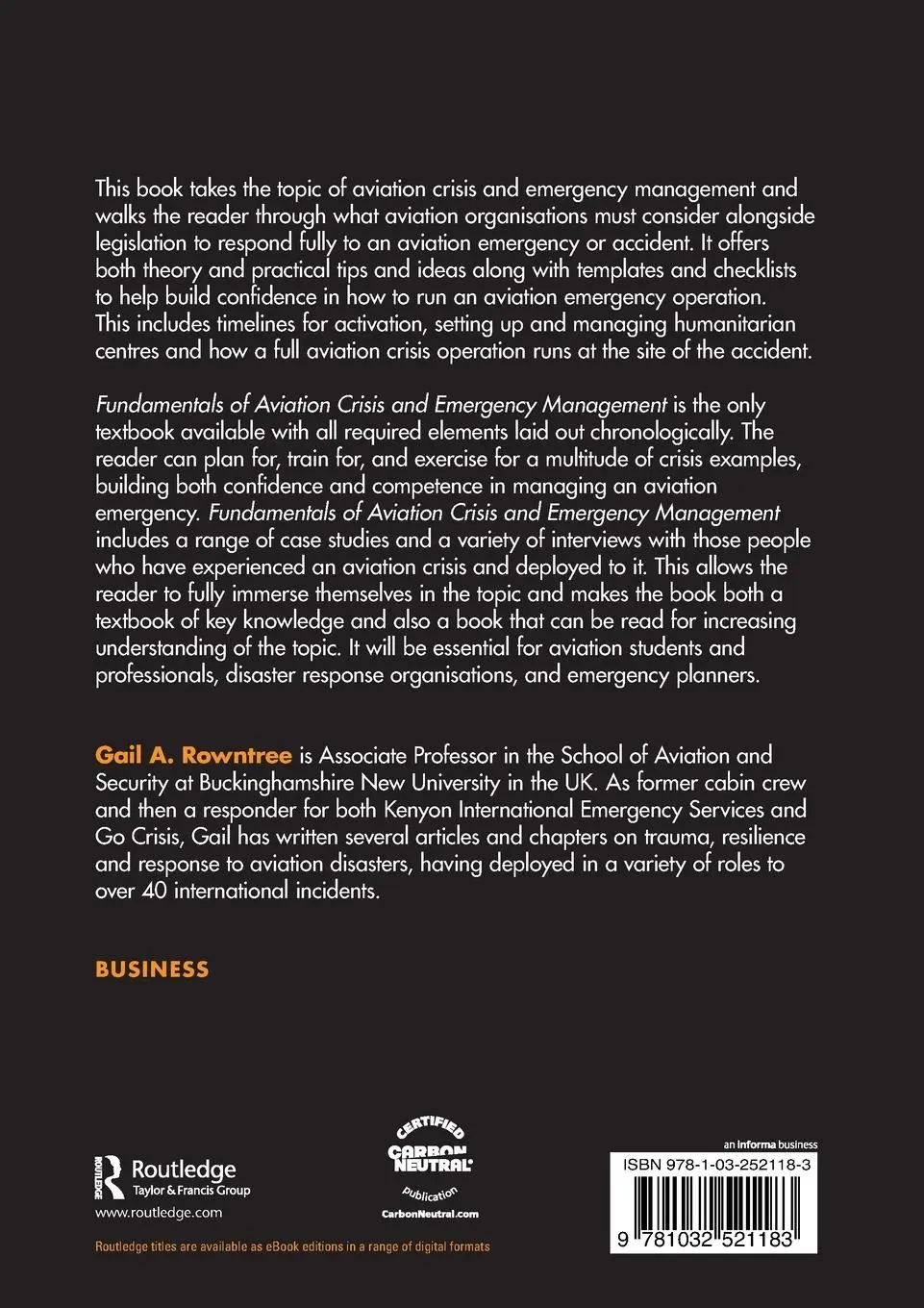 Rückseite: 9781032521183 | Fundamentals of Aviation Crisis and Emergency Management | Rowntree