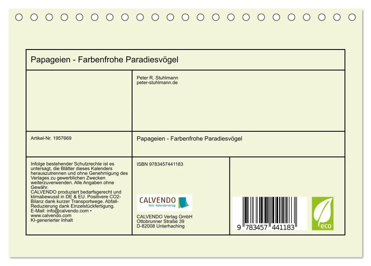 Bild: 9783457441183 | Papageien - Farbenfrohe Paradiesvögel (Tischkalender 2026 DIN A5...