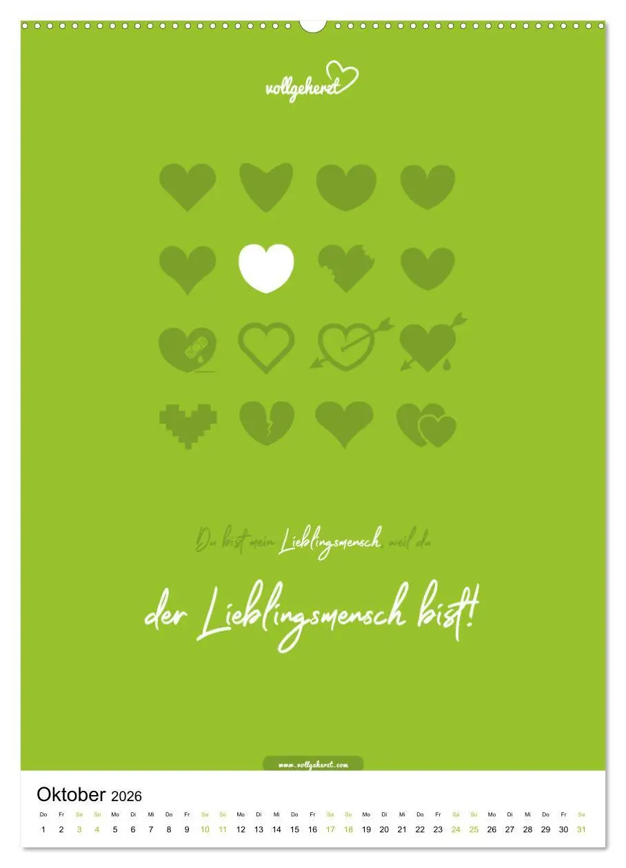 Bild: 9783516391183 | vollgeherzt: Lieblingsmensch-Kalender - Der Wandkalender als...