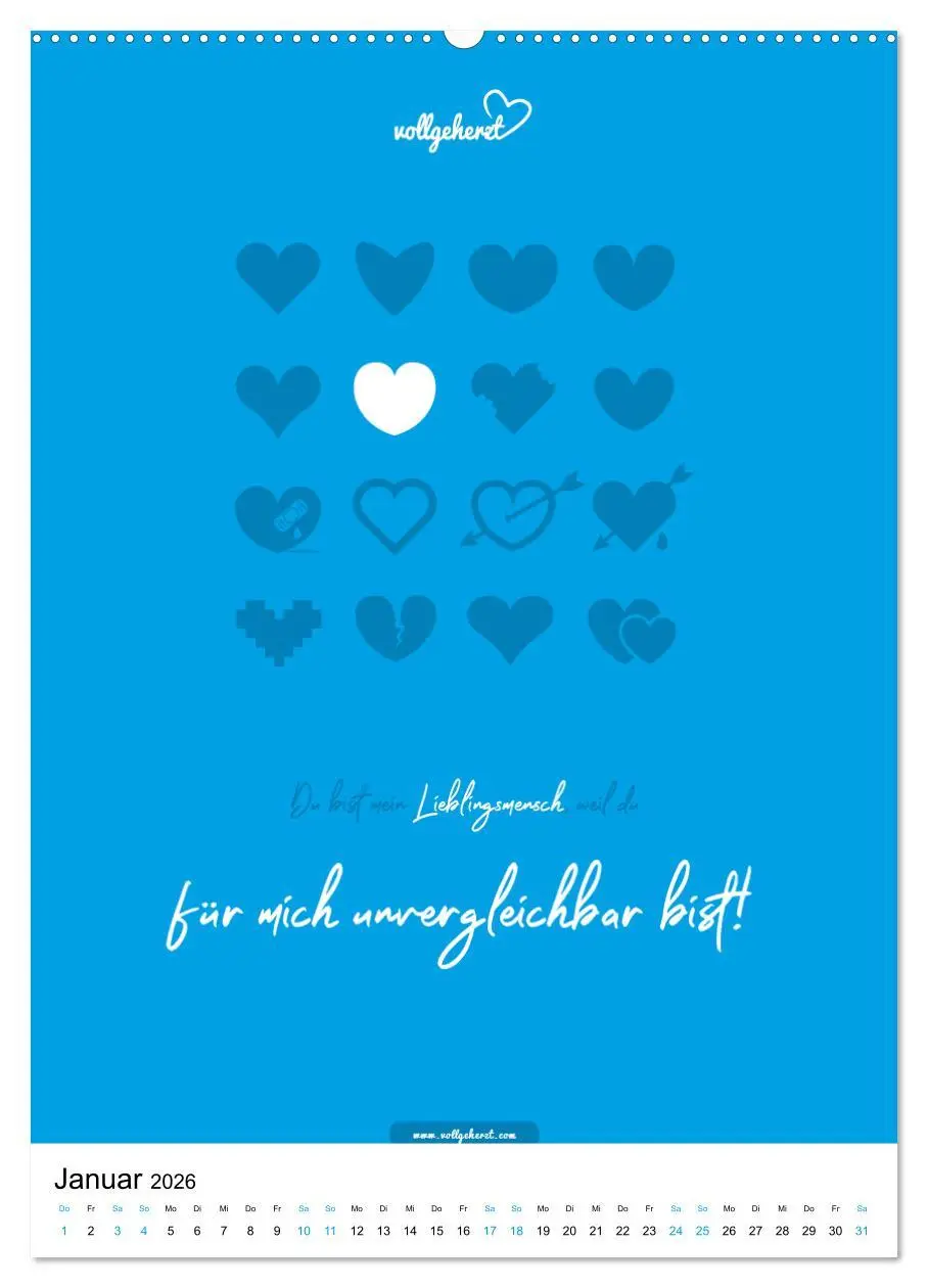 Bild: 9783516391183 | vollgeherzt: Lieblingsmensch-Kalender - Der Wandkalender als...