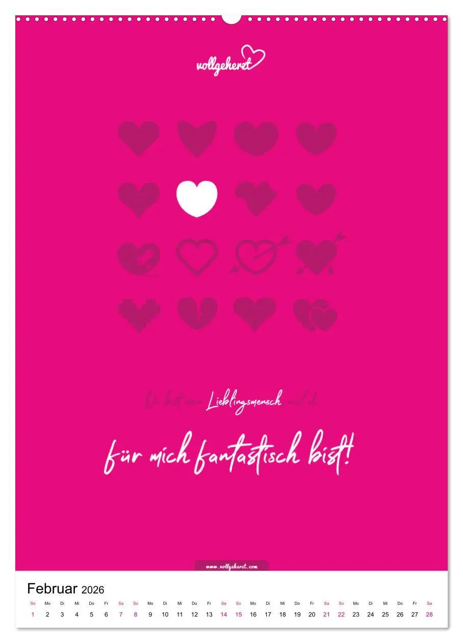 Bild: 9783516391183 | vollgeherzt: Lieblingsmensch-Kalender - Der Wandkalender als...