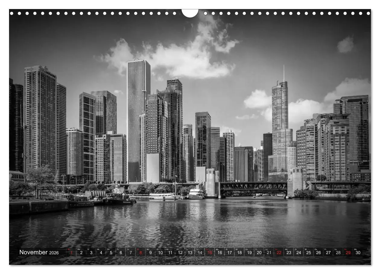 Bild: 9783516211283 | CHICAGO Monochrom (Wandkalender 2026 DIN A3 quer), CALVENDO...