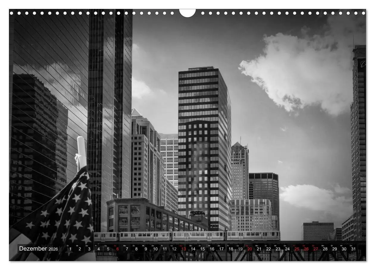 Bild: 9783516211283 | CHICAGO Monochrom (Wandkalender 2026 DIN A3 quer), CALVENDO...