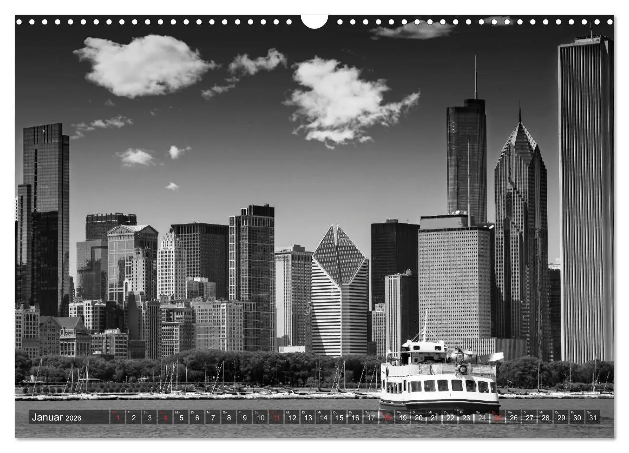 Bild: 9783516211283 | CHICAGO Monochrom (Wandkalender 2026 DIN A3 quer), CALVENDO...