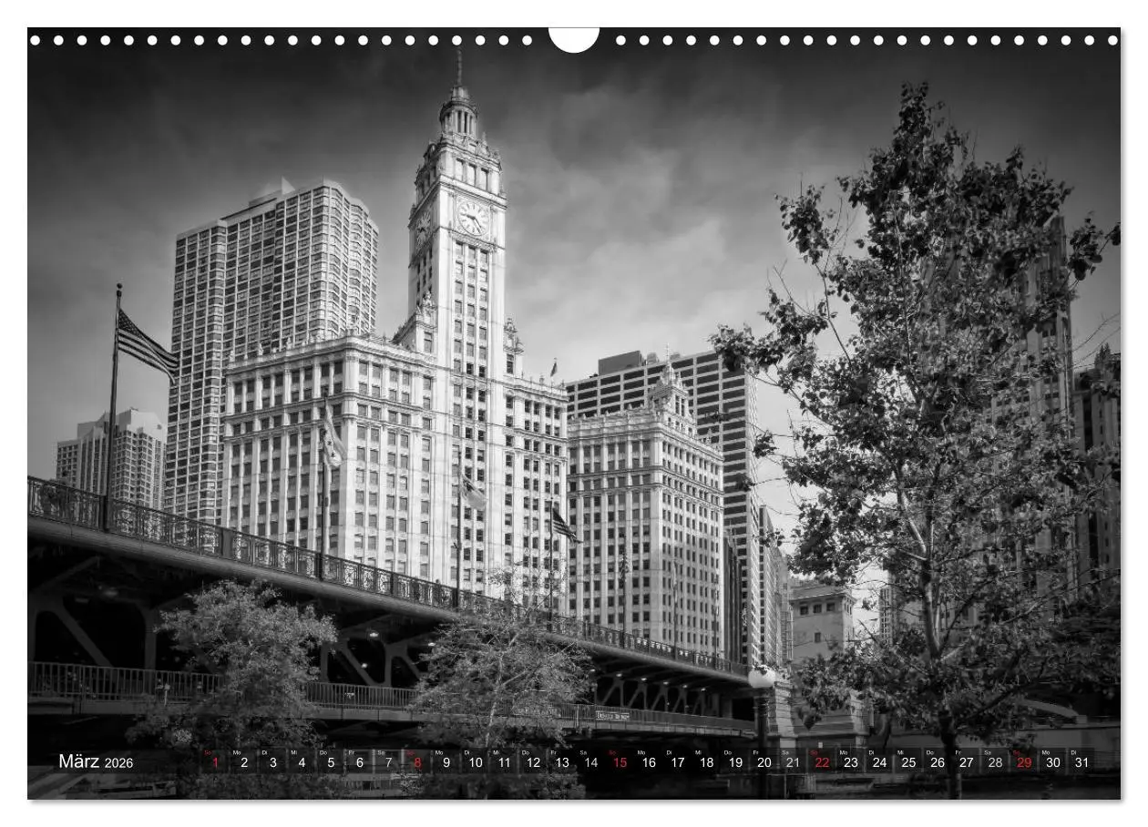 Bild: 9783516211283 | CHICAGO Monochrom (Wandkalender 2026 DIN A3 quer), CALVENDO...