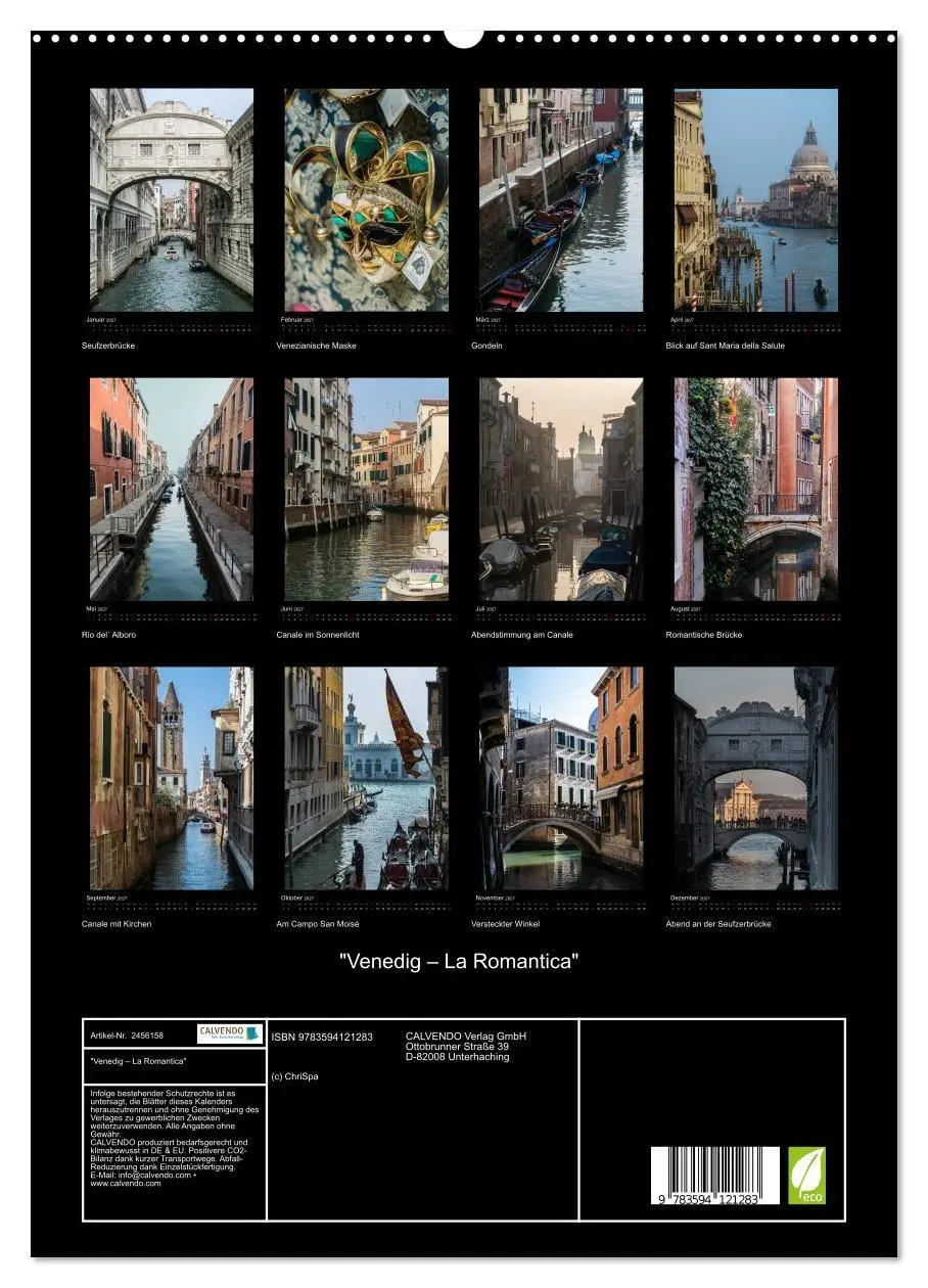 Bild: 9783594121283 | "Venedig - La Romantica" (hochwertiger Premium Wandkalender 2027...