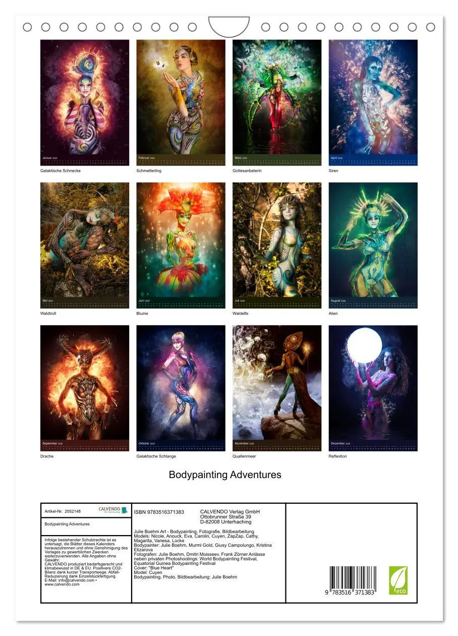 Bild: 9783516371383 | Bodypainting Adventures (Wandkalender 2026 DIN A4 hoch), CALVENDO...