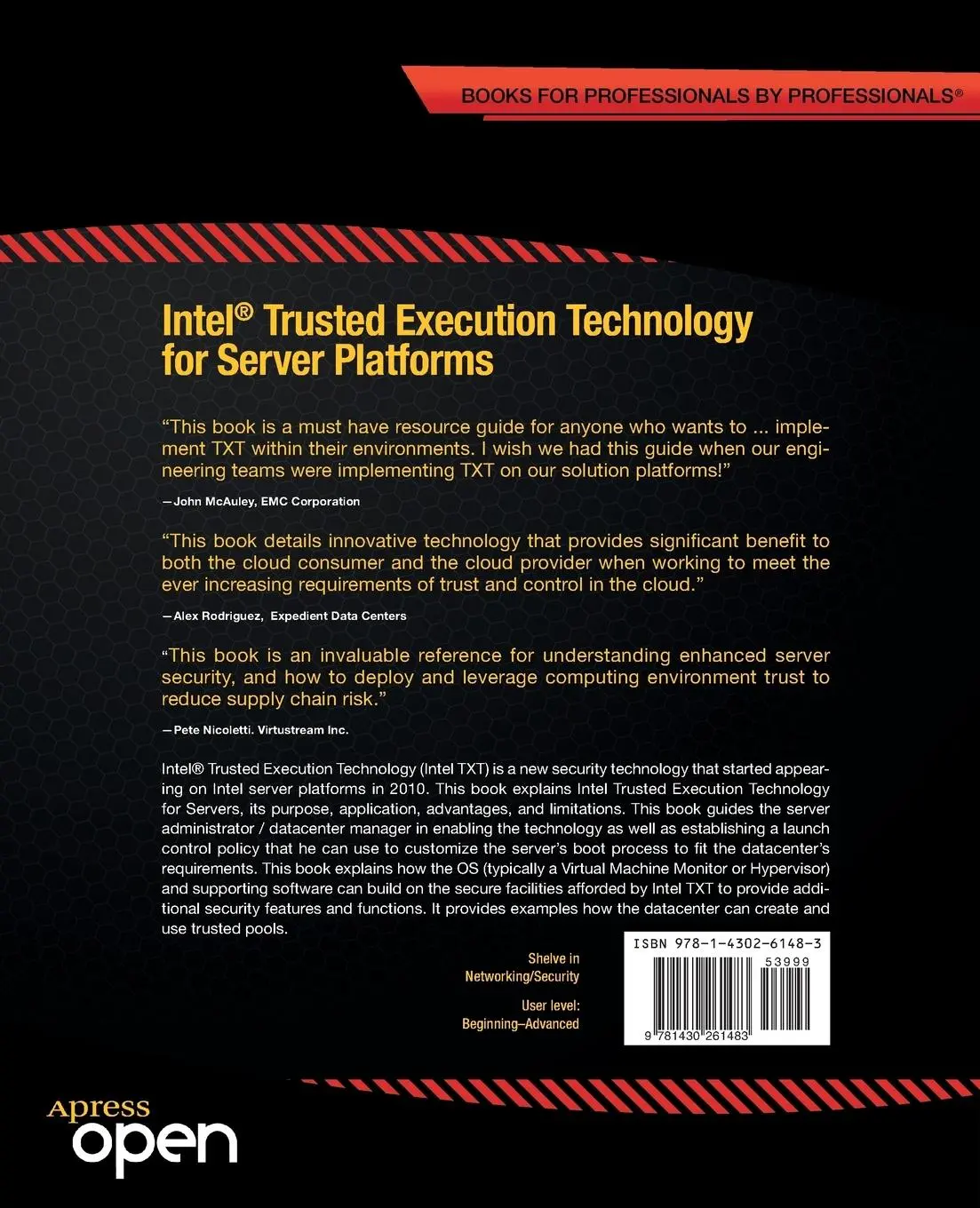 Rückseite: 9781430261483 | Intel Trusted Execution Technology for Server Platforms | Taschenbuch