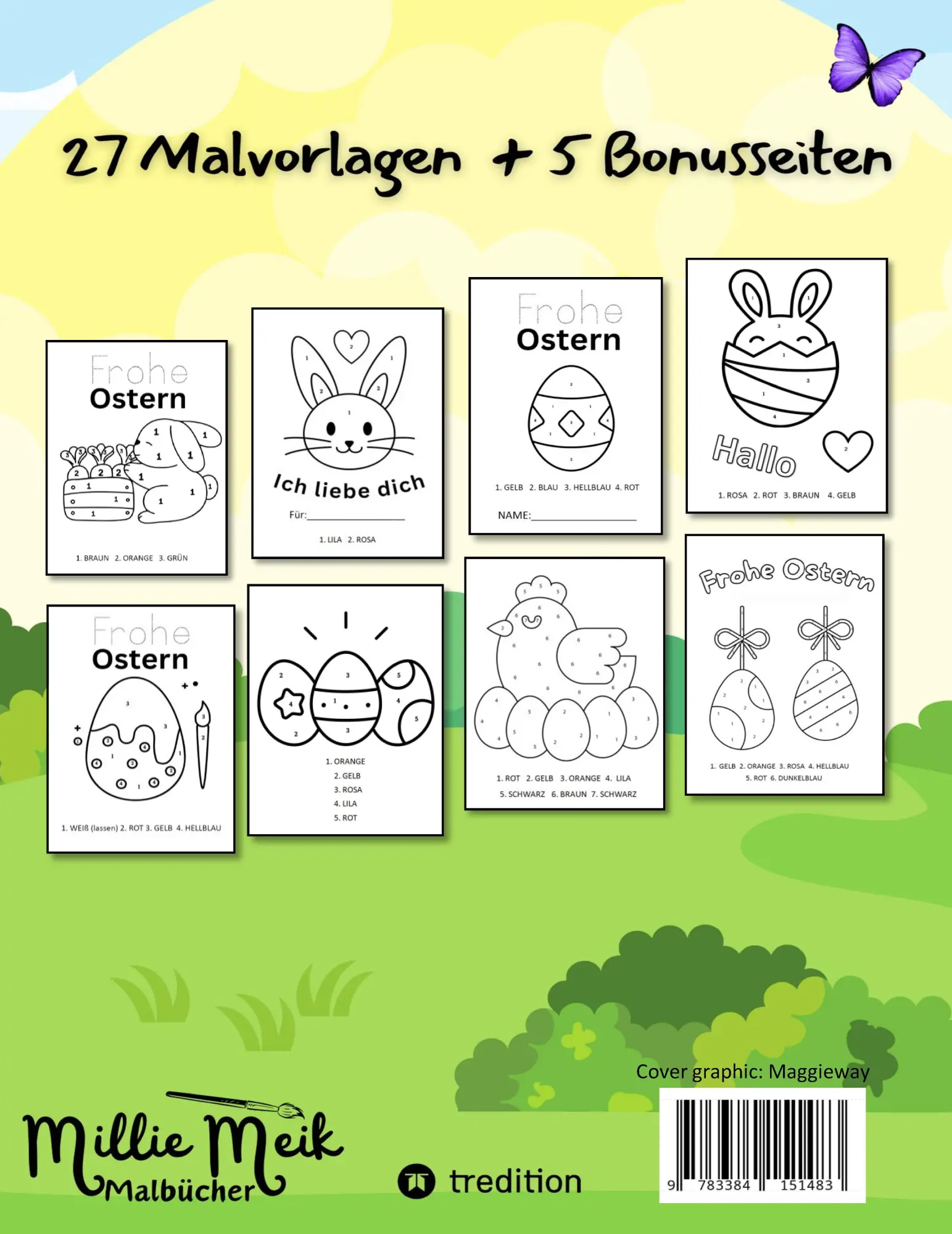 Rückseite: 9783384151483 | Malbuch Malen nach Zahlen Ostern - Malbuch für kleine Kinder -...