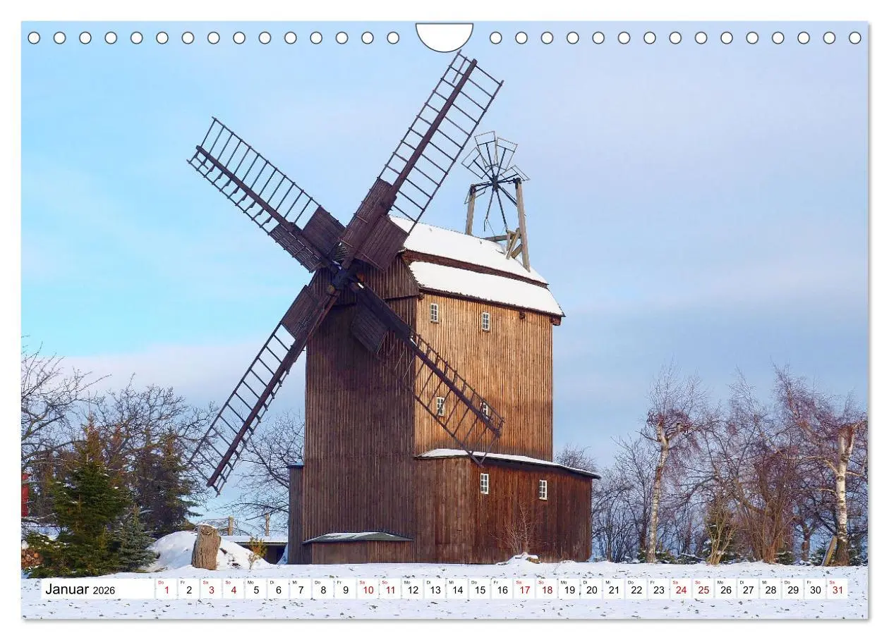 Bild: 9783457651483 | Wind- und Wassermühlen in Sachsen (Wandkalender 2026 DIN A4 quer),...