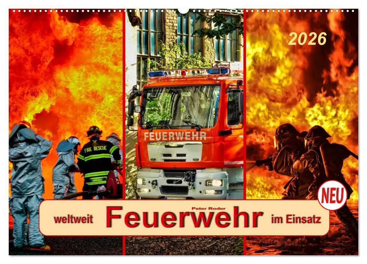 Cover: 9783457961483 | Feuerwehr - weltweit im Einsatz (Wandkalender 2026 DIN A2 quer),...