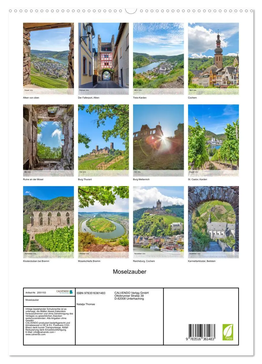 Bild: 9783516361483 | Moselzauber (Wandkalender 2026 DIN A2 hoch), CALVENDO Monatskalender