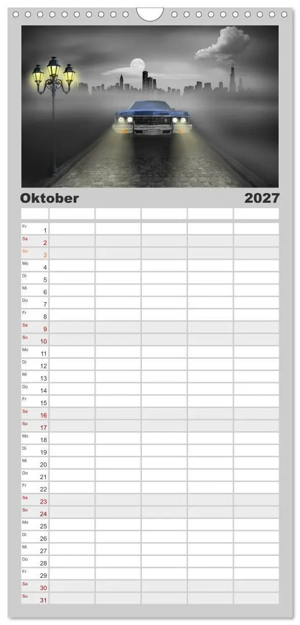 Bild: 9783594341483 | Familienplaner 2027 - Oldtimer auf Reisen mit 5 Spalten...
