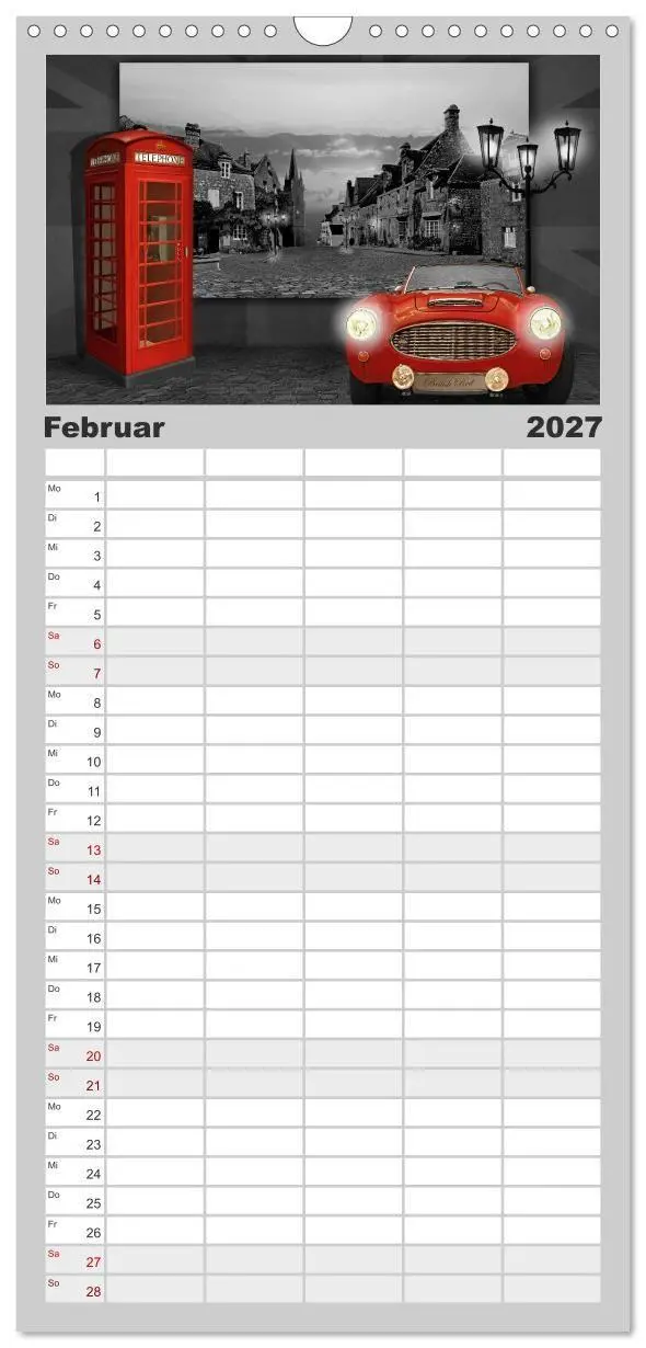 Bild: 9783594341483 | Familienplaner 2027 - Oldtimer auf Reisen mit 5 Spalten...
