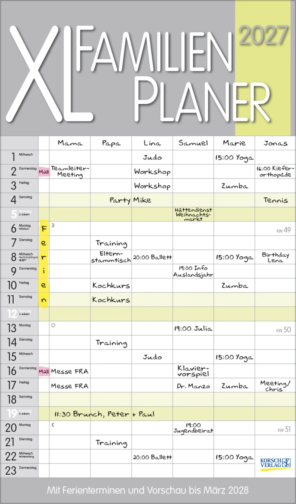Cover: 9783819301483 | XL Familienplaner Pastell 2027 | Verlag Korsch | Kalender | 14 S.