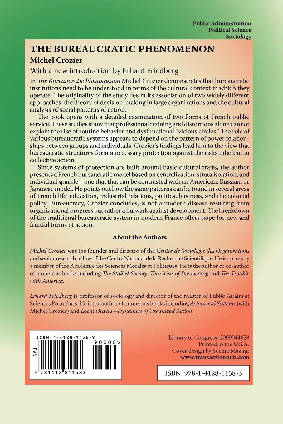 Rückseite: 9781412811583 | The Bureaucratic Phenomenon | Michel Crozier | Taschenbuch | Englisch