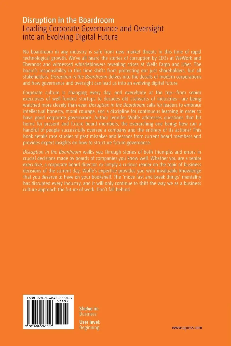 Rückseite: 9781484261583 | Disruption in the Boardroom | Jennifer C. Wolfe | Taschenbuch | xiii