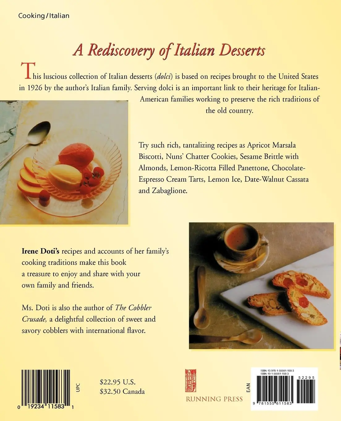 Rückseite: 9781555611583 | Italian Desserts | Irene Doti (u. a.) | Taschenbuch | Englisch | 1998