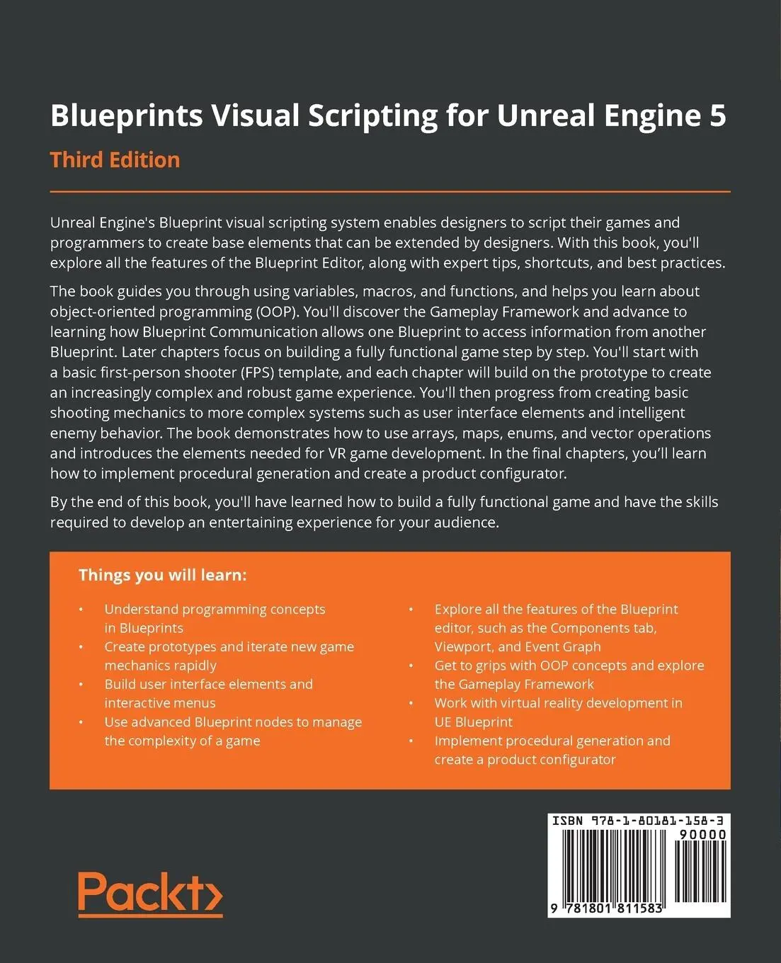 Rückseite: 9781801811583 | Blueprints Visual Scripting for Unreal Engine 5 | Romero (u. a.)