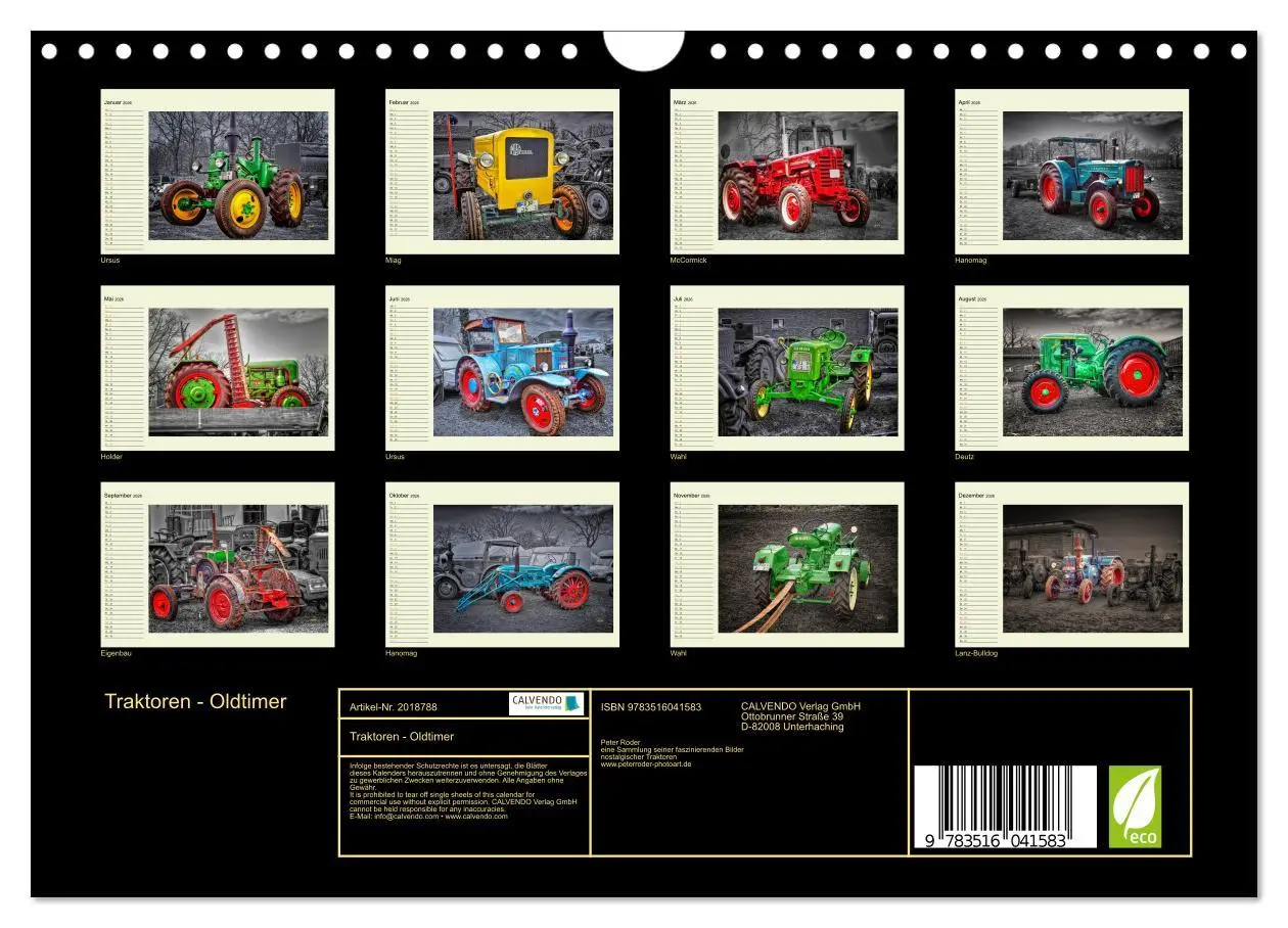 Bild: 9783516041583 | Traktoren - Oldtimer (Wandkalender 2026 DIN A4 quer), CALVENDO...