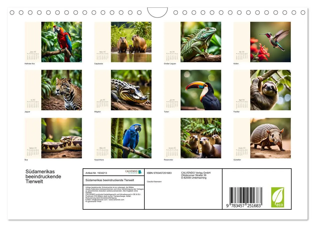 Bild: 9783457251683 | Südamerikas beeindruckende Tierwelt (Wandkalender 2026 DIN A4...