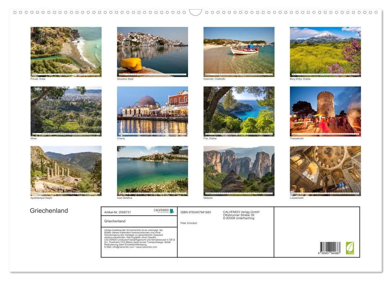 Bild: 9783457941683 | Griechenland (Wandkalender 2026 DIN A2 quer), CALVENDO Monatskalender
