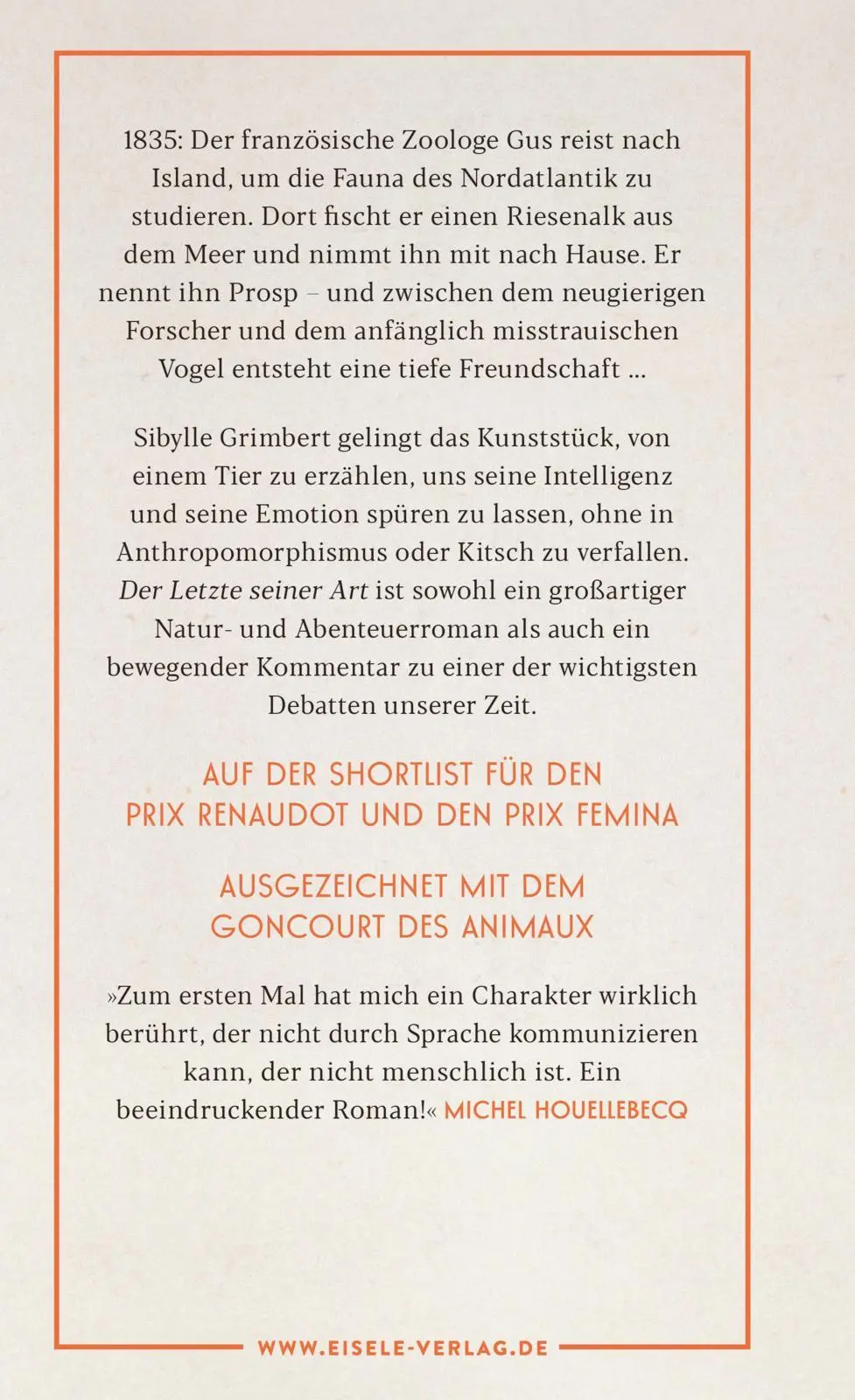 Rückseite: 9783961611683 | Der Letzte seiner Art | Sibylle Grimbert | Buch | 256 S. | Deutsch