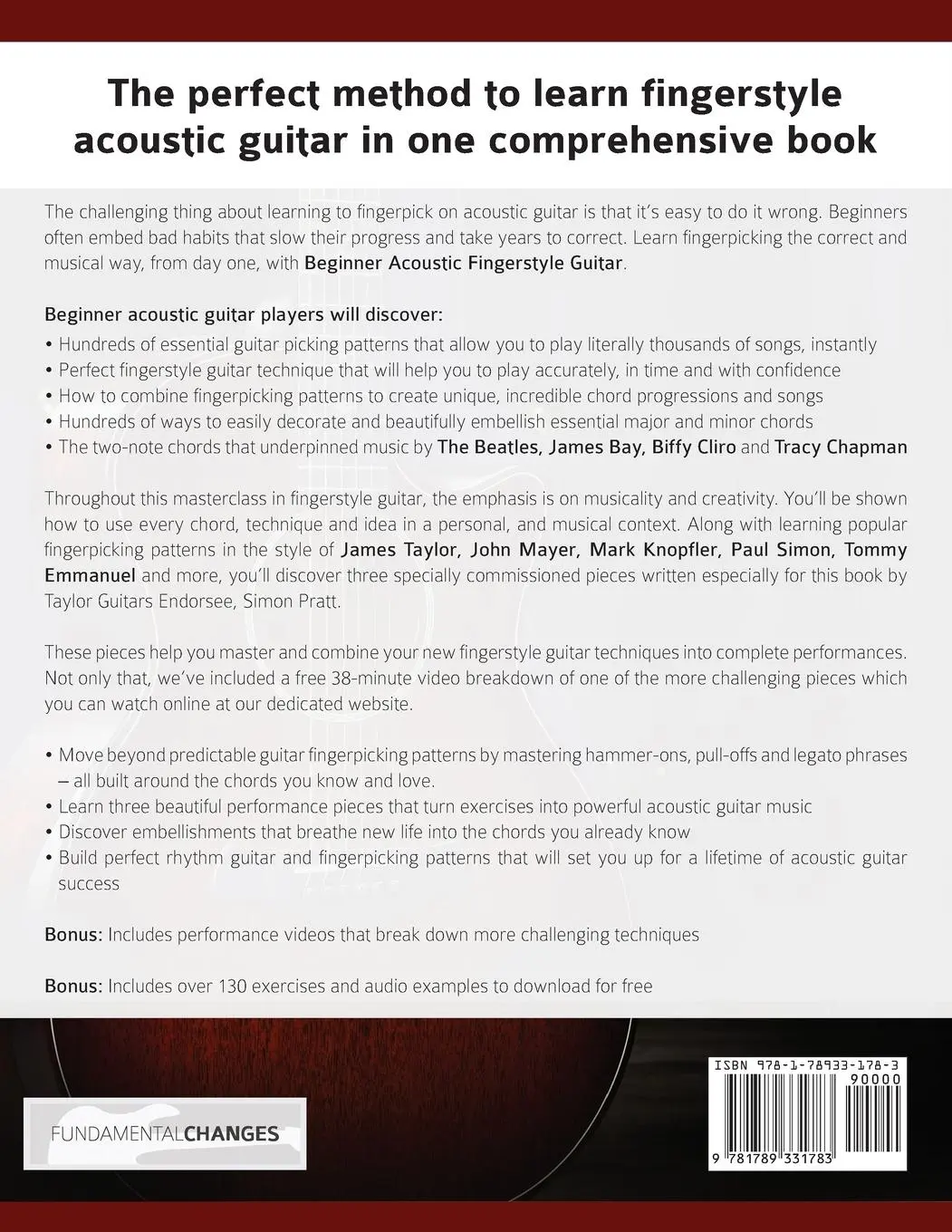 Rückseite: 9781789331783 | Beginner Acoustic Fingerstyle Guitar | Simon Pratt (u. a.) | Buch