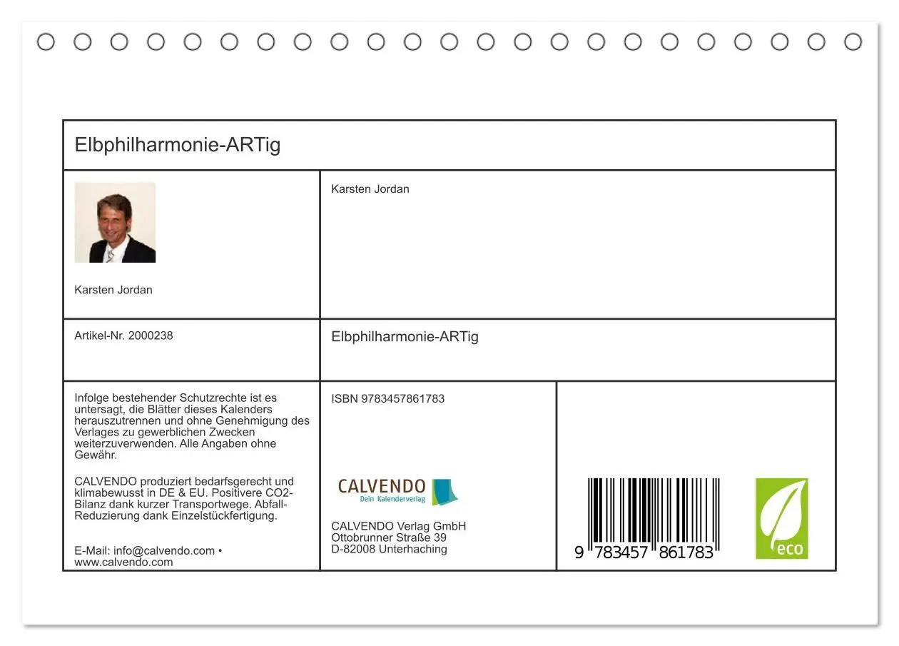 Bild: 9783457861783 | Elbphilharmonie-ARTig (Tischkalender 2026 DIN A5 quer), CALVENDO...