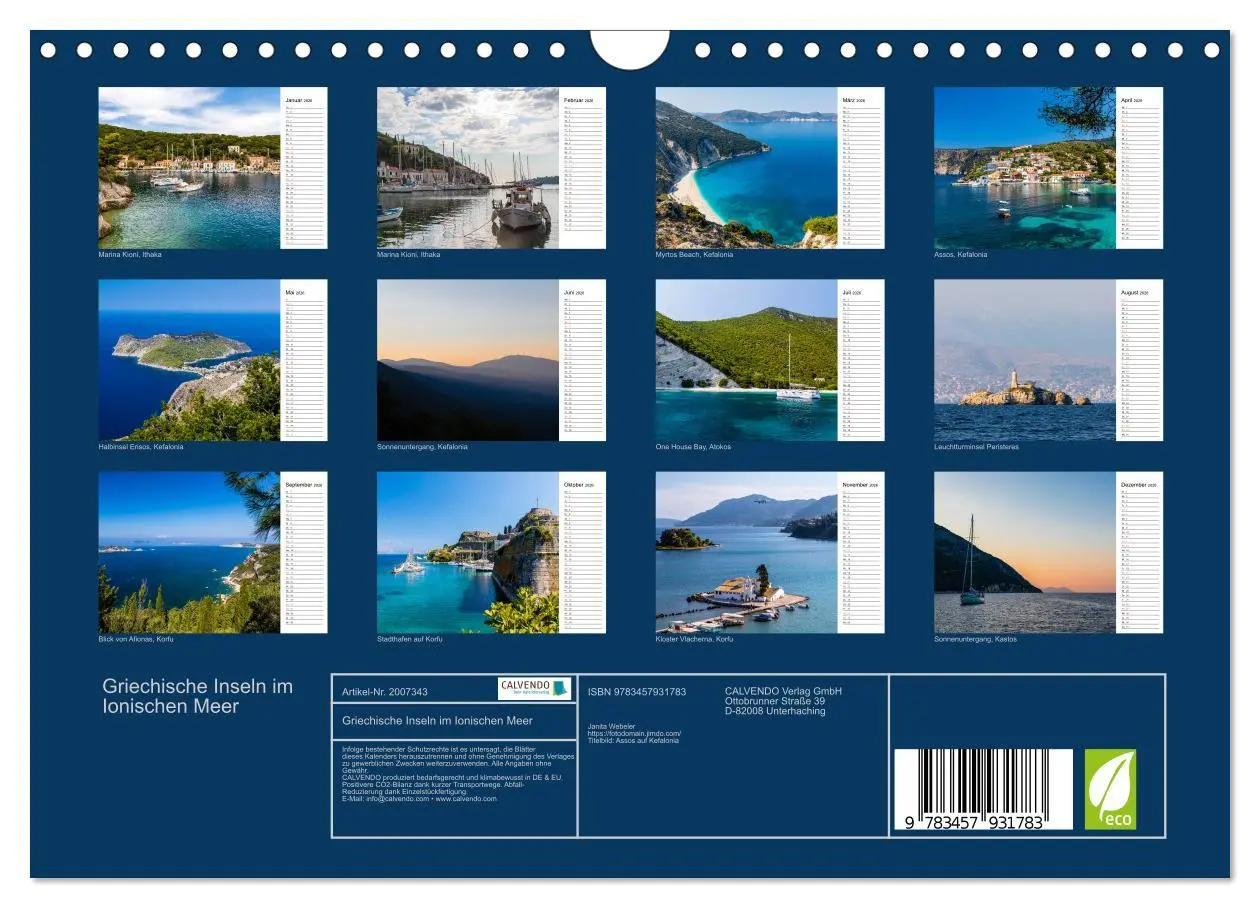 Bild: 9783457931783 | Griechische Inseln im Ionischen Meer (Wandkalender 2026 DIN A4...