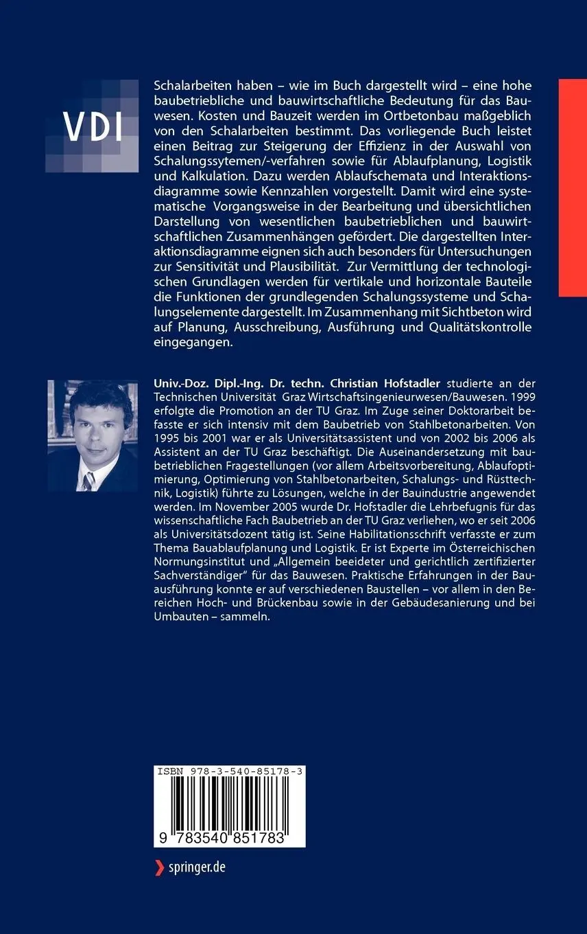 Rückseite: 9783540851783 | Schalarbeiten | Christian Hofstadler | Buch | xx | Deutsch | 2008
