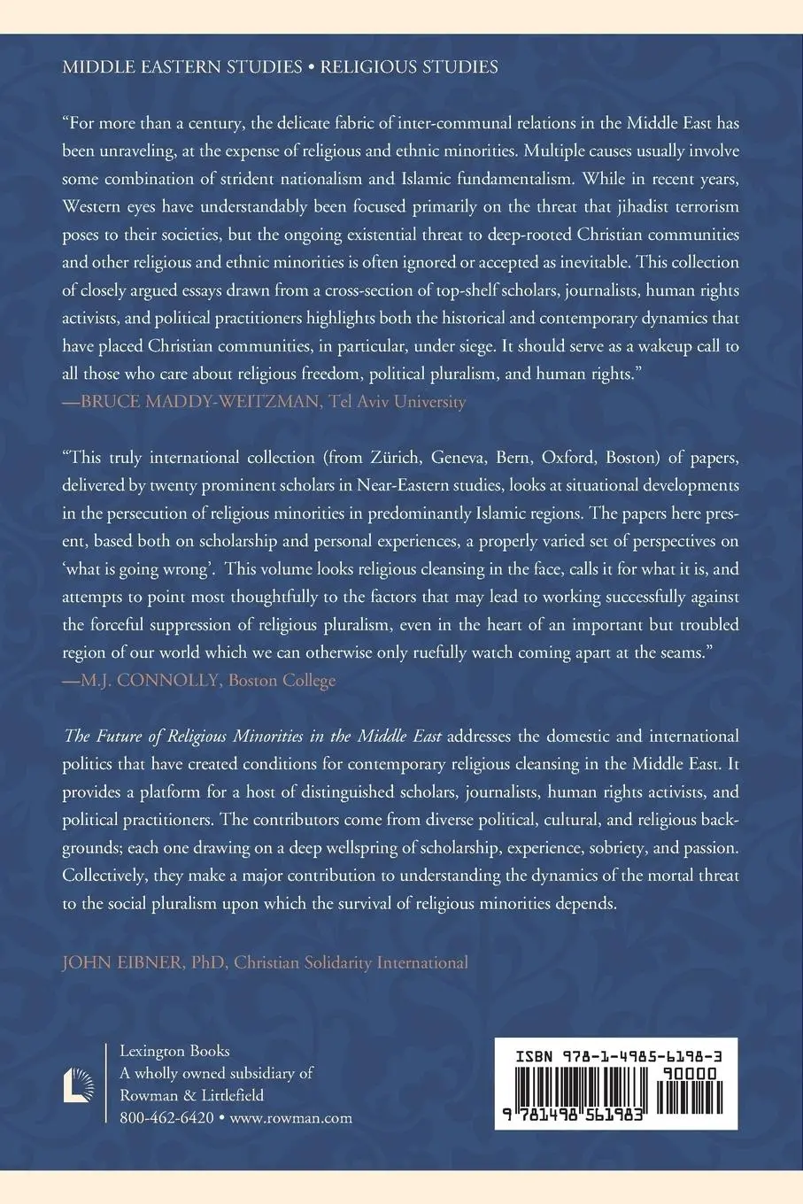 Rückseite: 9781498561983 | The Future of Religious Minorities in the Middle East | John Eibner